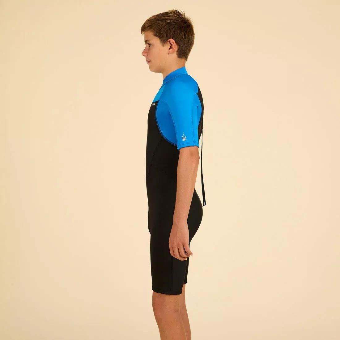 Kids Boys Surfing 1.5 Mm Neoprene Shorty Wetsuit - 500, Black, No Color, medium