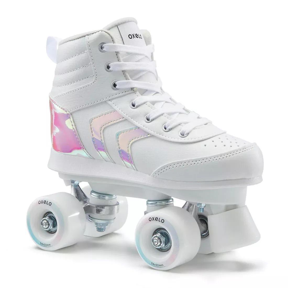 OXELO - Kids Roller Skates Quad 100 - Holographic, Blue