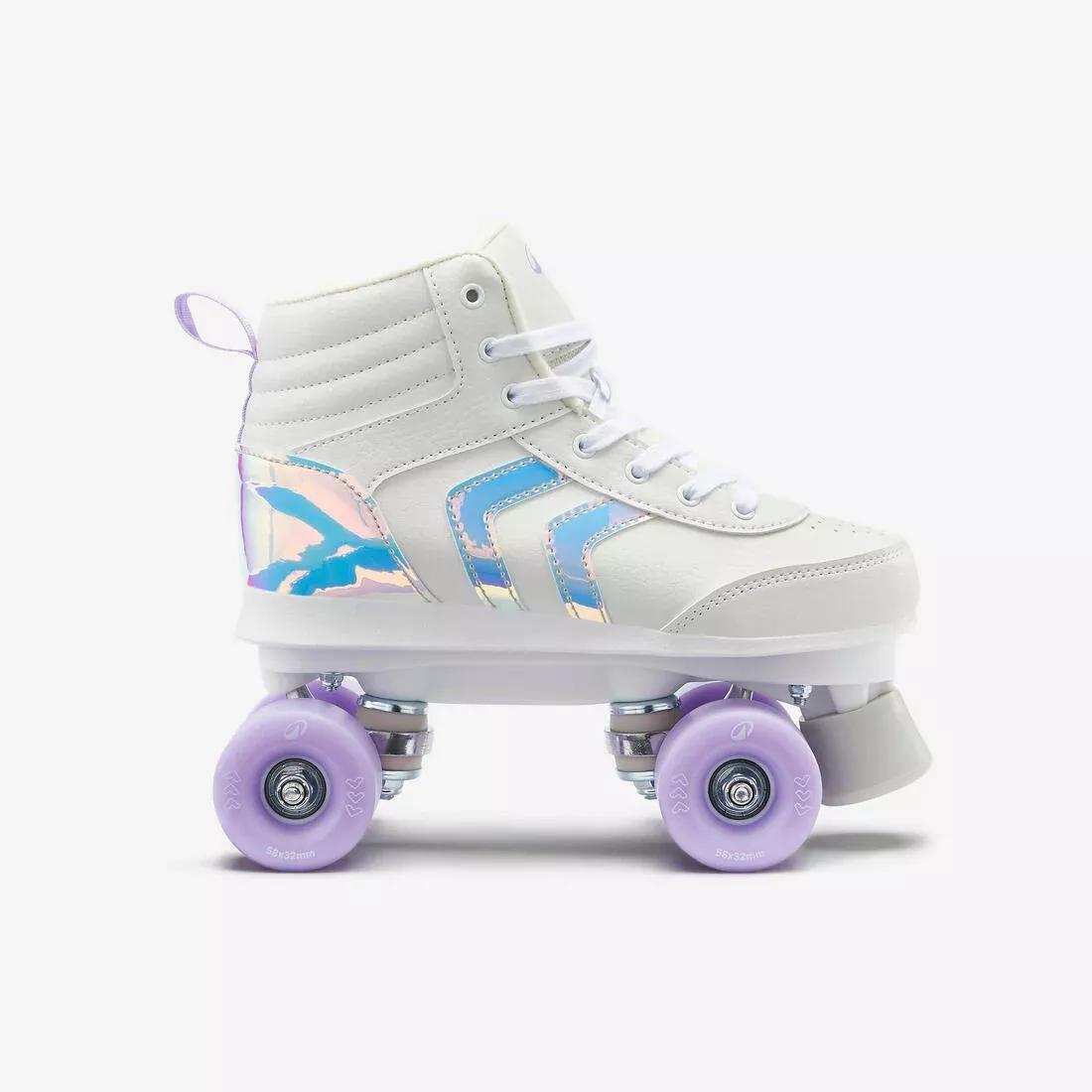 OXELO - Kids Roller Skates Quad 100 - Holographic, Blue