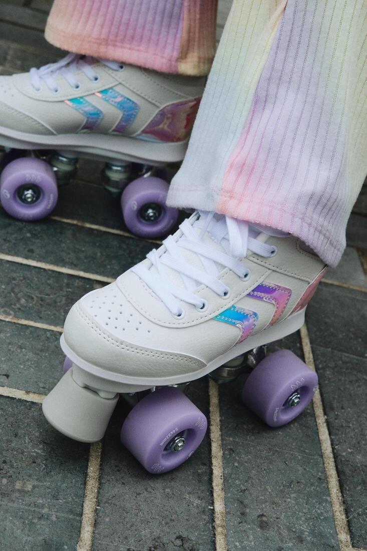 OXELO - Kids Roller Skates Quad 100 - Holographic, Blue