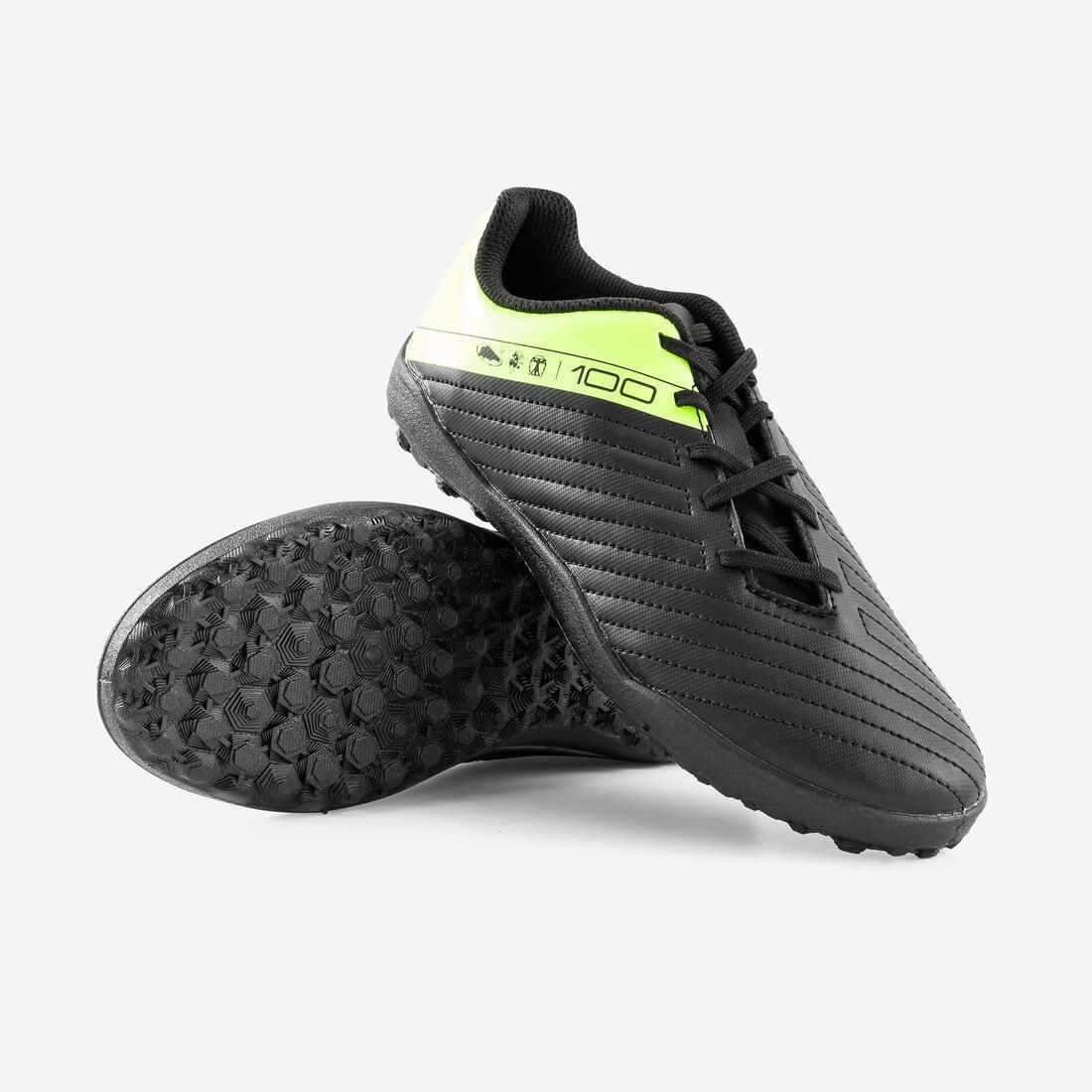 kids boys Hard Ground Football Boots - Agility 100 Hg, Black/Yellow, No Color, large image number 7