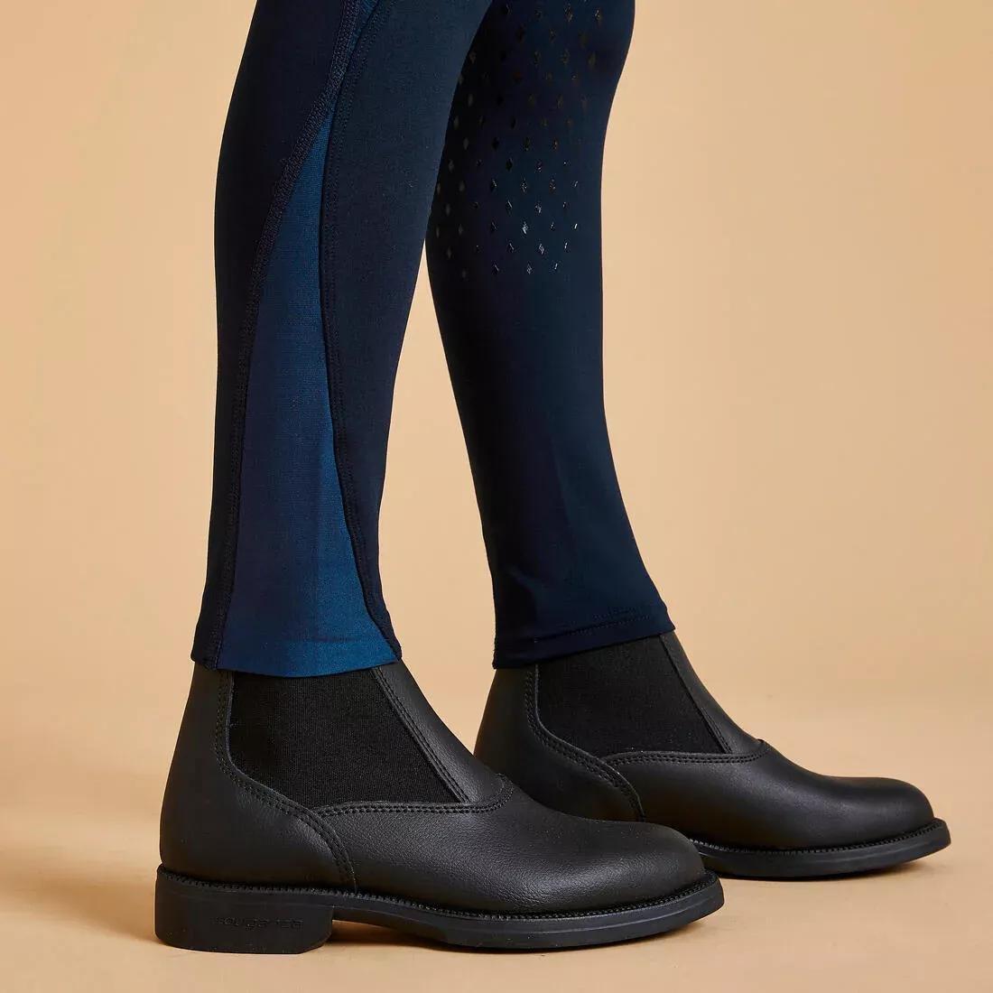 Kids Unisex Horse Riding Leggings Fullgrip 500 - Navy Print, Blue, No Color, large image number 5