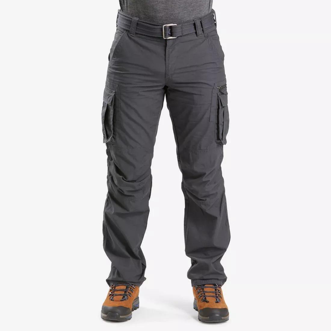 ARMY GREEN Men's Travel Trekking Cargo Trousers - TRAVEL 500, , large image number 1