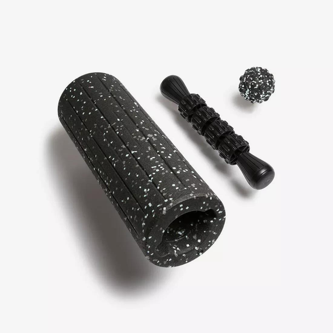 3 In 1 Massage Kit - Smooth Roller, Ball And Stick, Black, 5401_000, large image number 1