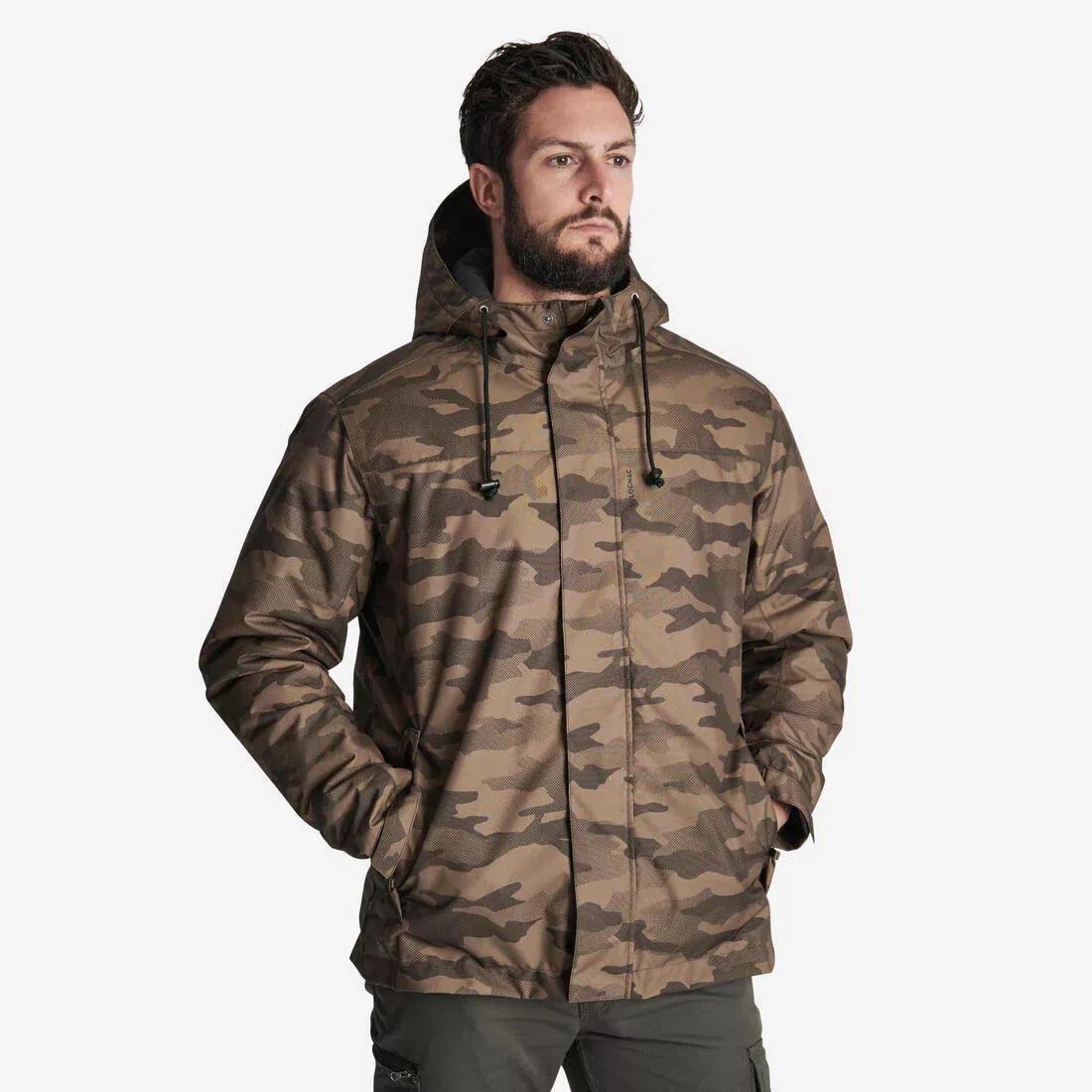 BEIGE WARM WATERPROOF JACKET 100 CAMO HALFTONE, No Color, medium