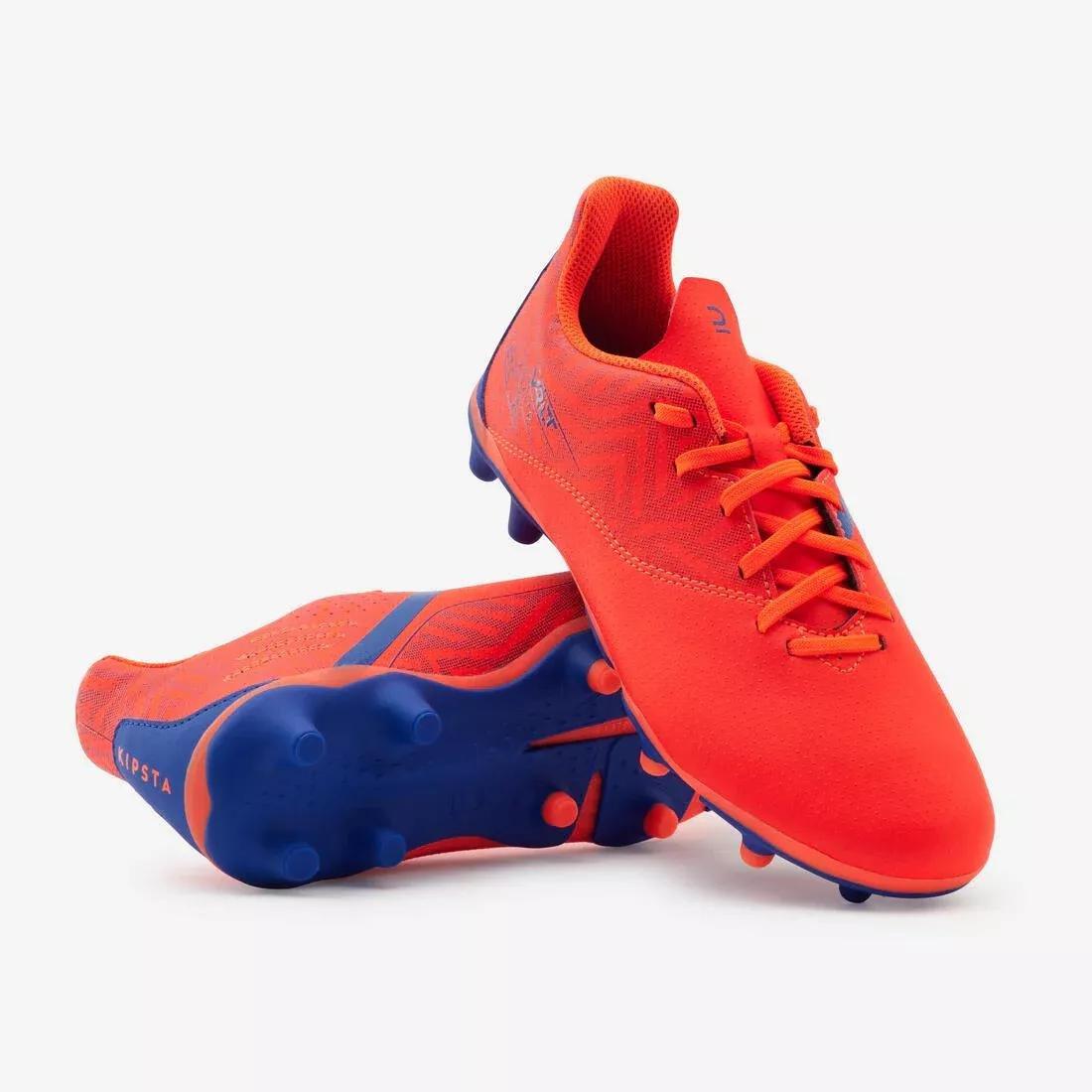 FLUO FLAME ORANGE Kids' Lace-Up Football Boots Viralto I FG, No Color, large image number 0