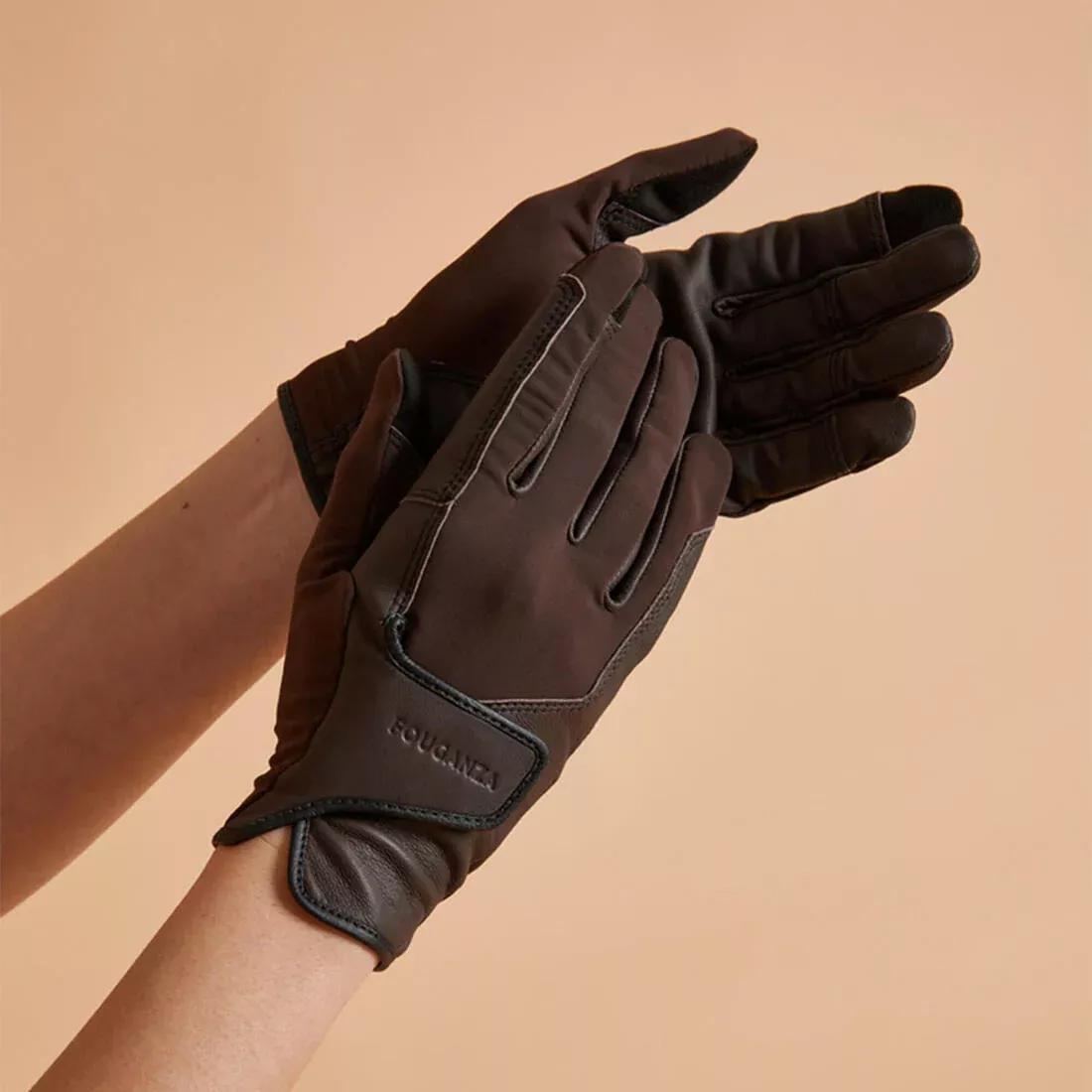 BLACK Adult Horse Riding Gloves Classic, No Color, large image number 8
