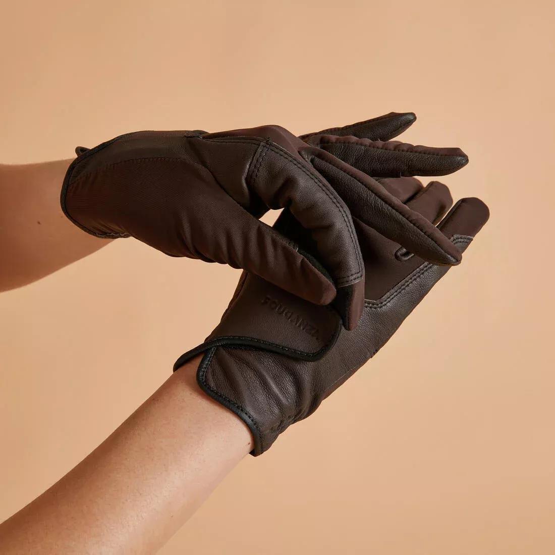 BLACK Adult Horse Riding Gloves Classic - Caramel, , large image number 9