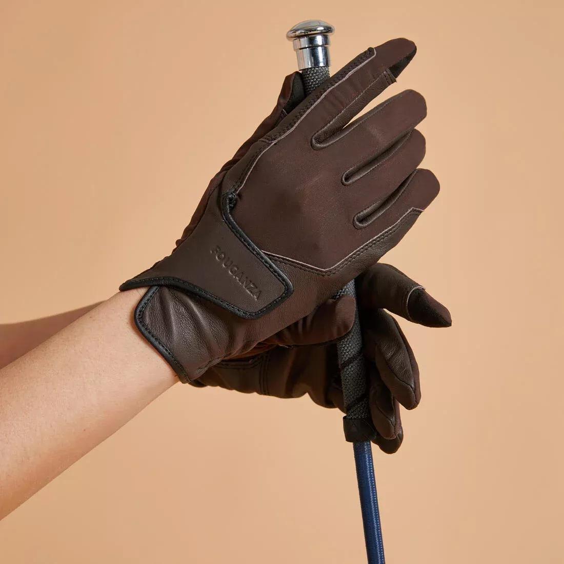BLACK Adult Horse Riding Gloves Classic - Caramel, , large image number 10