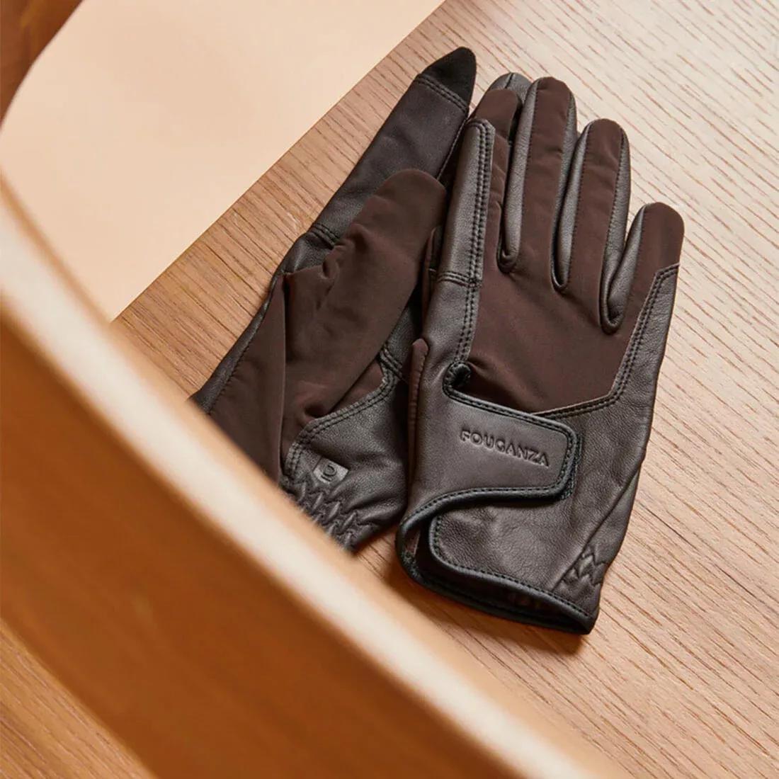 BLACK Adult Horse Riding Gloves Classic - Caramel, , large image number 11