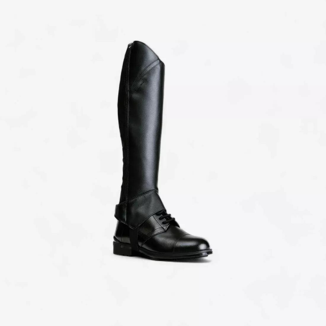 BLACK Adult Horse Riding Half Chaps 500 - Black, , medium