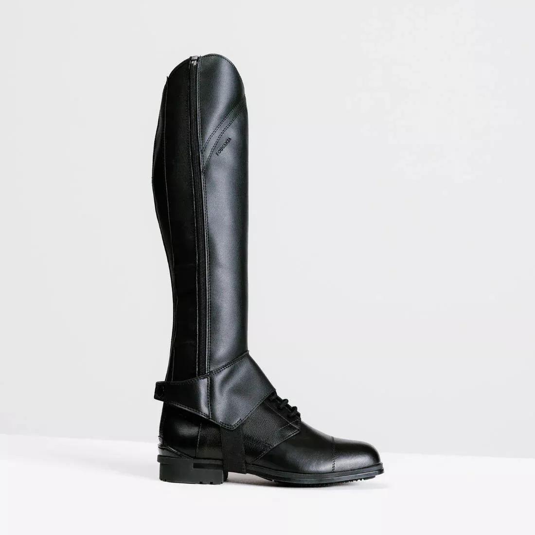 BLACK Adult Horse Riding Half Chaps 500 - Black, , large image number 4
