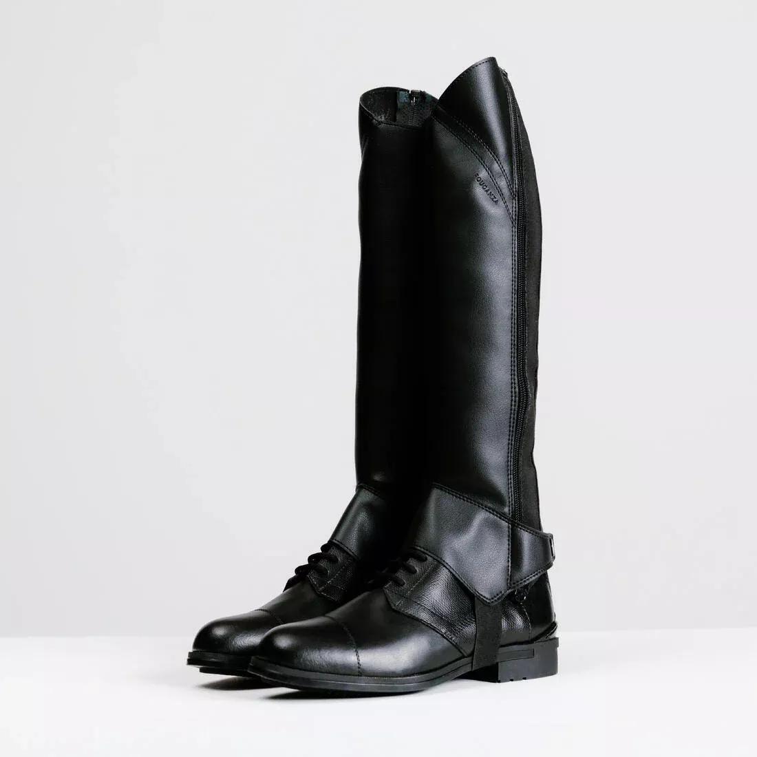 BLACK Adult Horse Riding Half Chaps 500 - Black, No Color, large image number 6