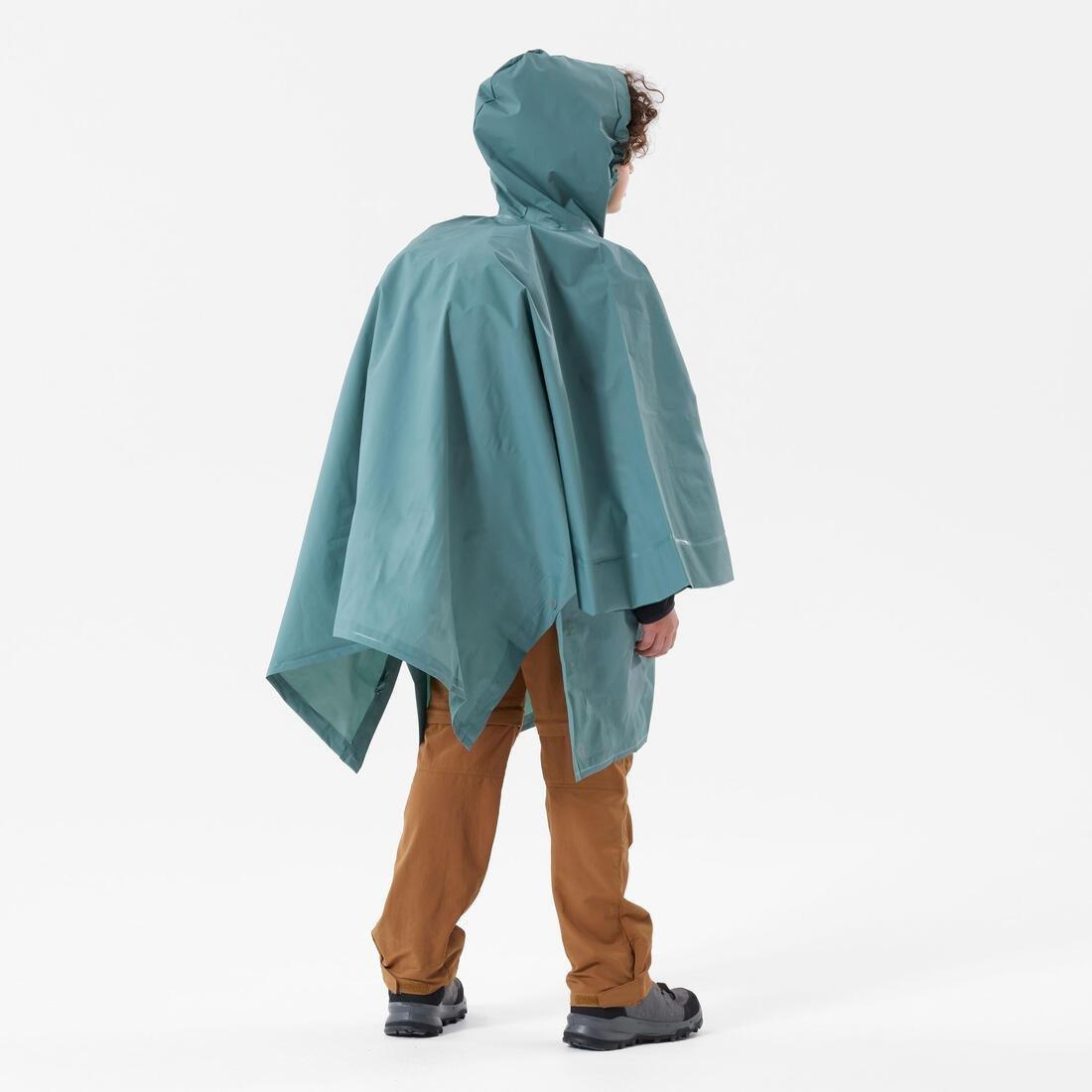 Kids Unisex Hiking Rain Poncho - 10 L - 126 To 156 Cm, Blue, No Color, medium