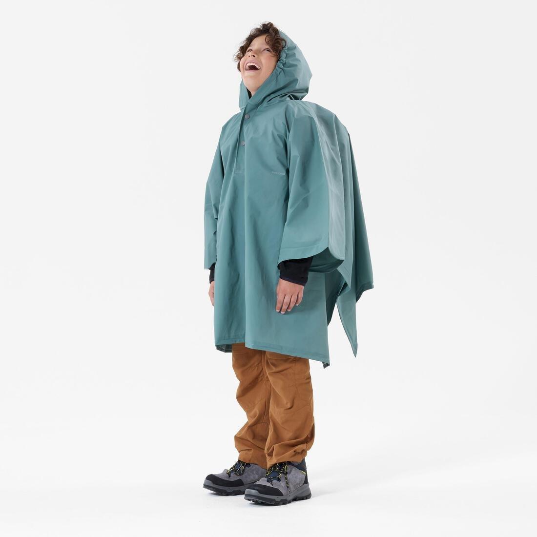 Kids Unisex Hiking Rain Poncho - 10 L - 126 To 156 Cm, Blue, No Color, medium