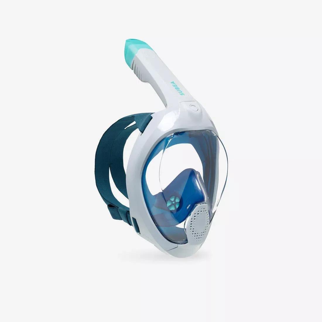 Surface Snorkelling Mask Easybreath + With Acoustic Valve > Age 10, White/Blue, No Color, large image number 0