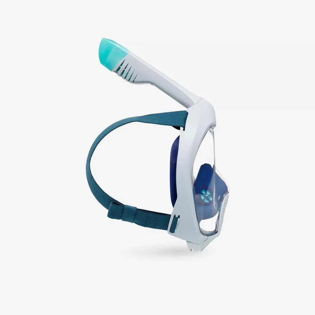 Surface Snorkelling Mask Easybreath + With Acoustic Valve > Age 10, White/Blue, No Color, medium