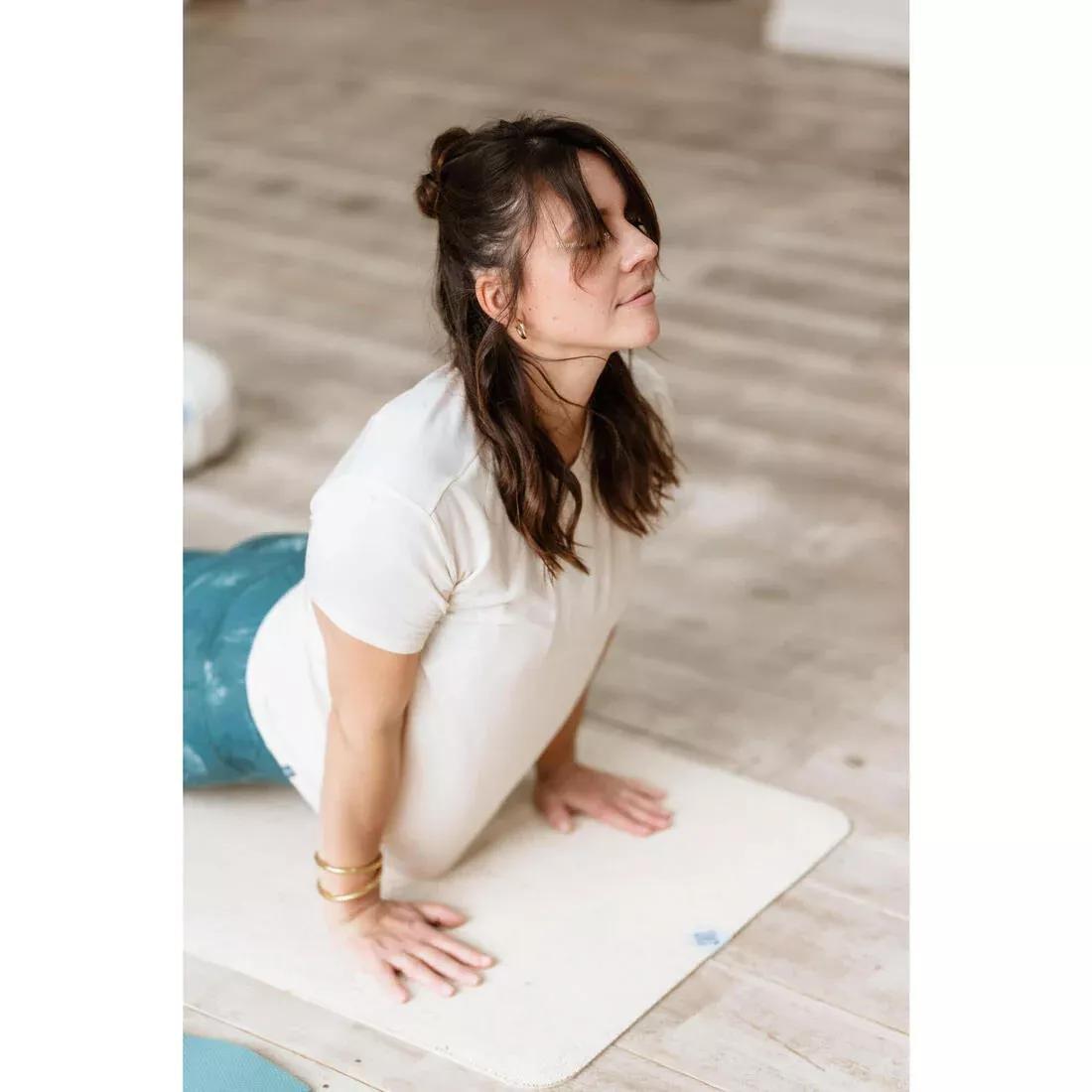 Short-Sleeved Pregnancy Breast-Feeding Yoga T-Shirt, Beige, No Color, large image number 9