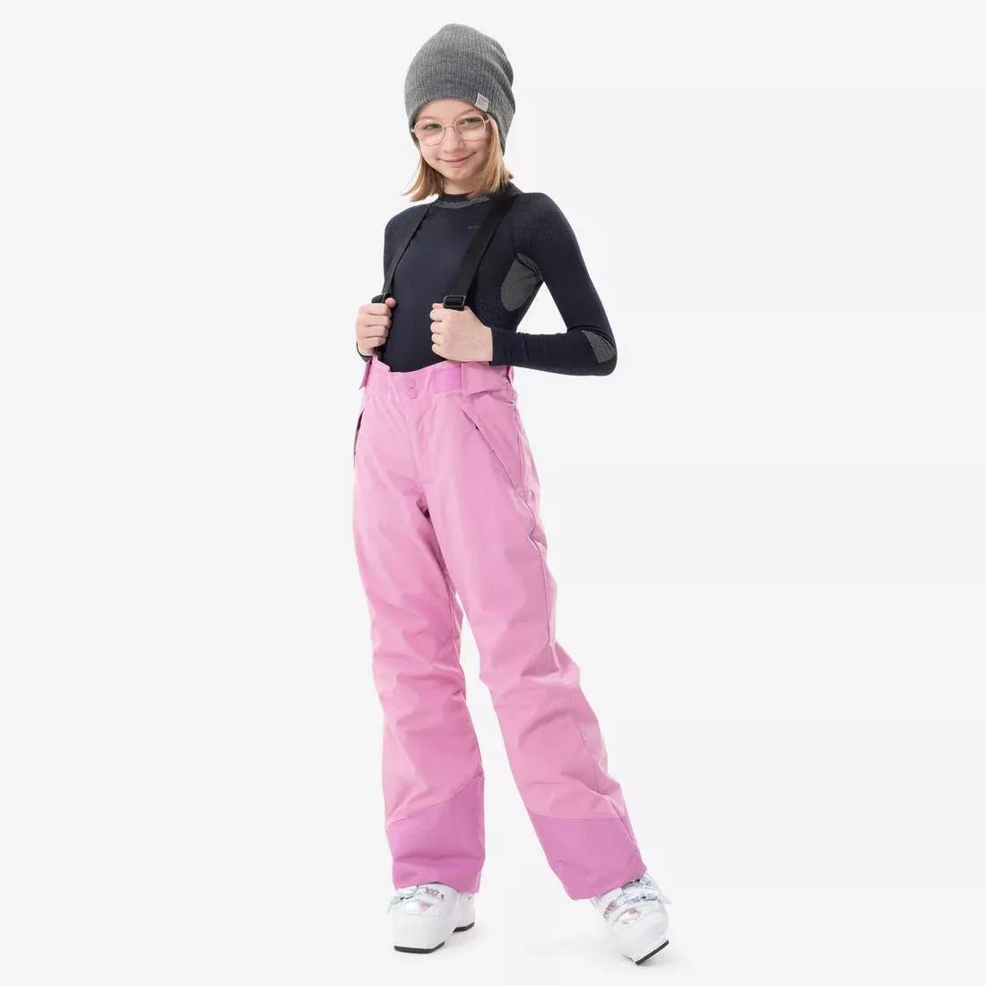 Kids Girls Warm And Waterproof Ski Trousers - 500 Pnf, Pink, , medium