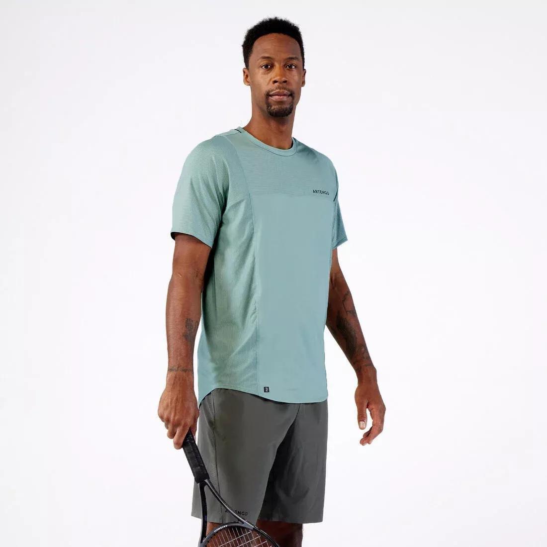 Men Short-Sleeved Tennis T-Shirt - Dry/Gael Monfils, Green, 5401_000, large image number 9