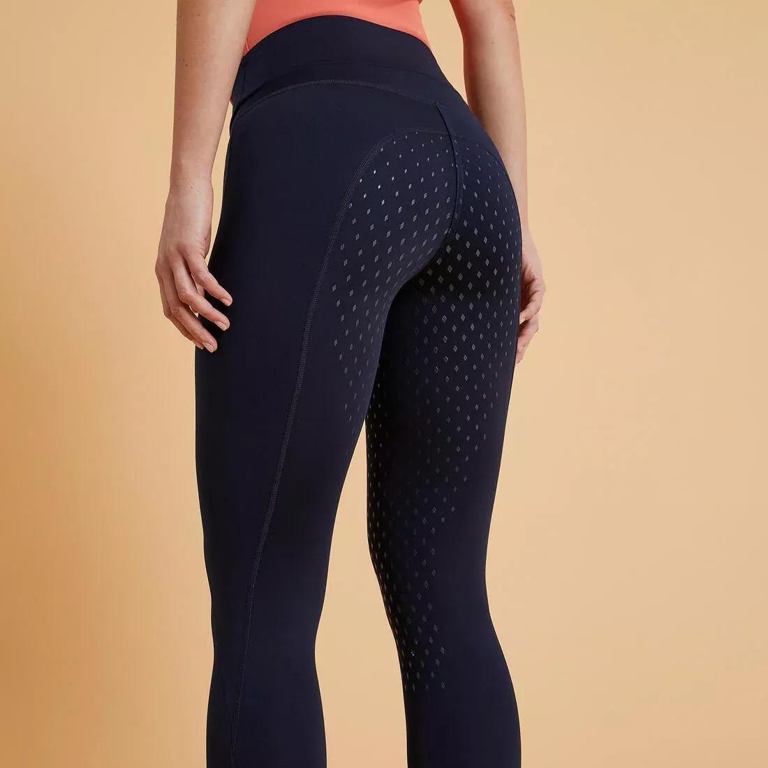 Women Horse Riding Full Grip Leggings - 500, Black, , large image number 2