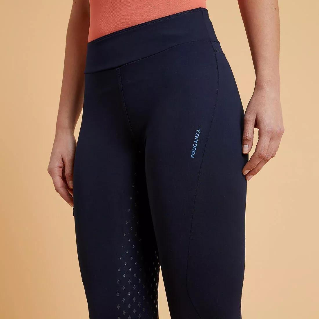 Women Horse Riding Full Grip Leggings - 500, Black, , large image number 3