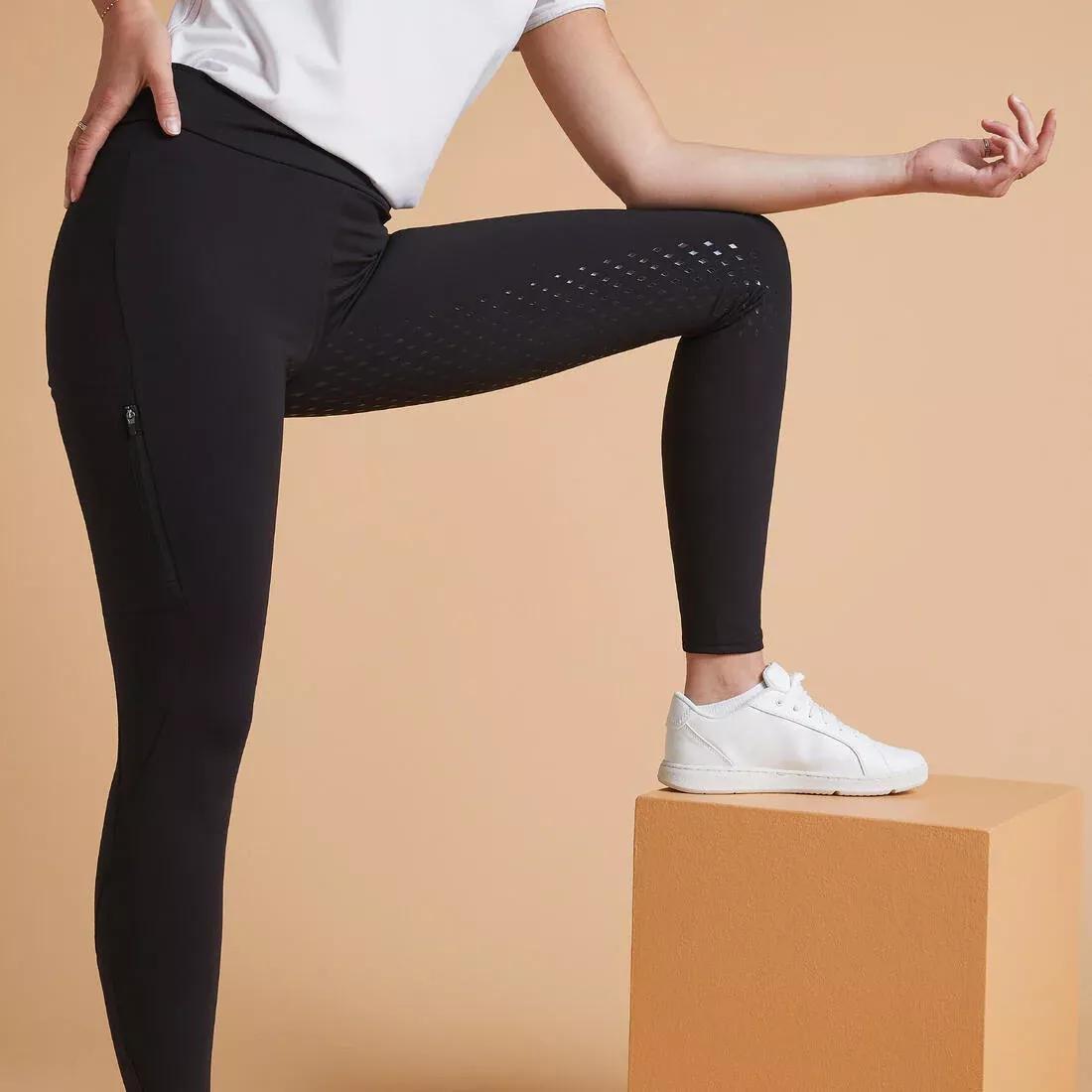 Women Horse Riding Full Grip Leggings - 500, Black, , large image number 10
