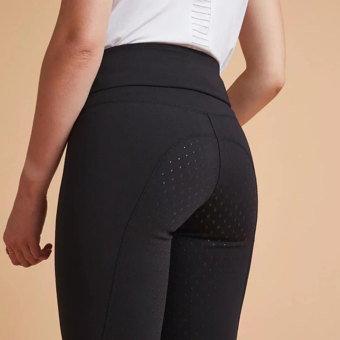 Women Horse Riding Full Grip Leggings - 500, Black, , large image number 12