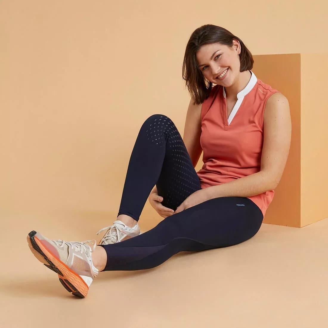 Women Horse Riding Full Grip Leggings - 500, Black, No Color, medium