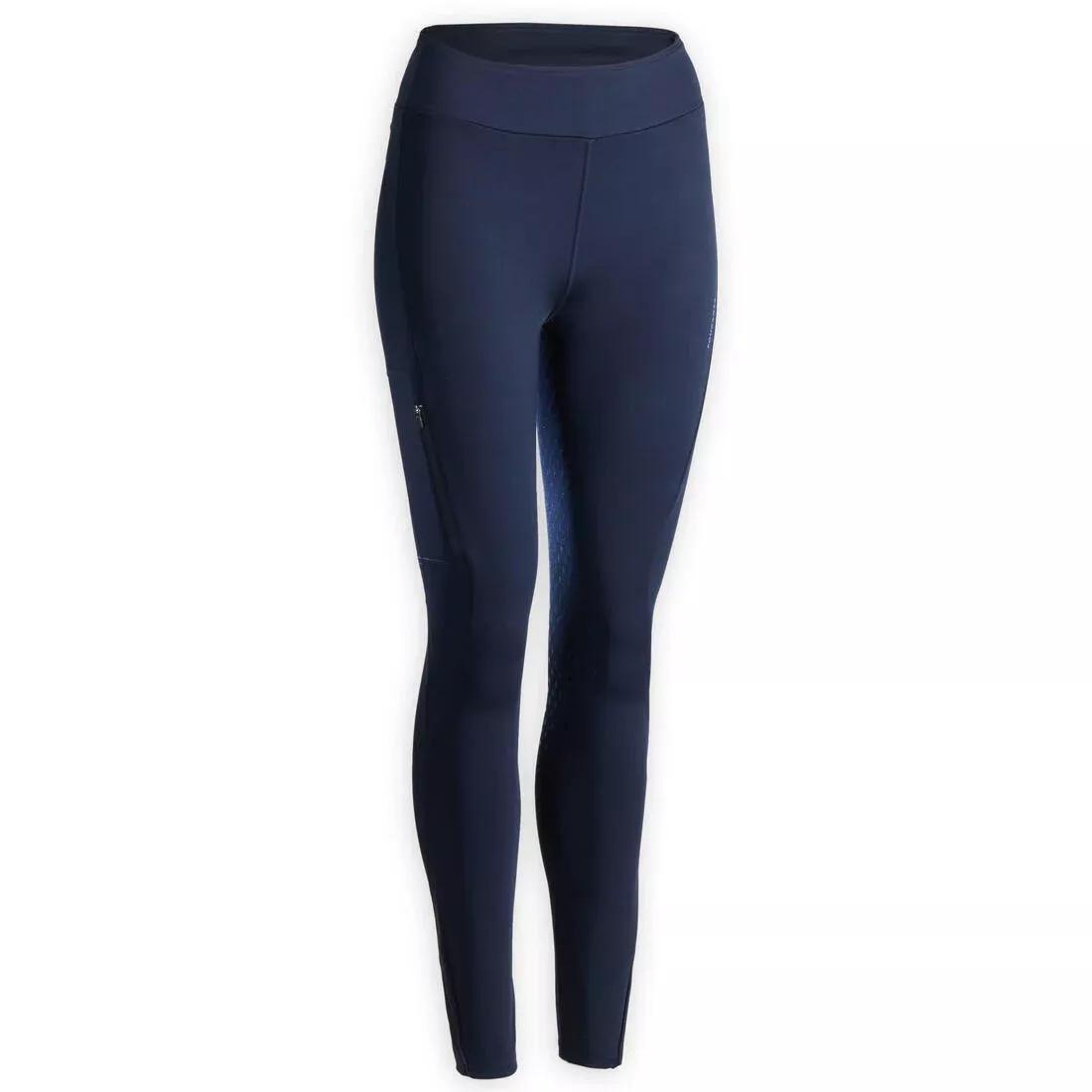 MELEZE GREEN Women's Horse Riding Full Grip Leggings 500, No Color, large image number 2