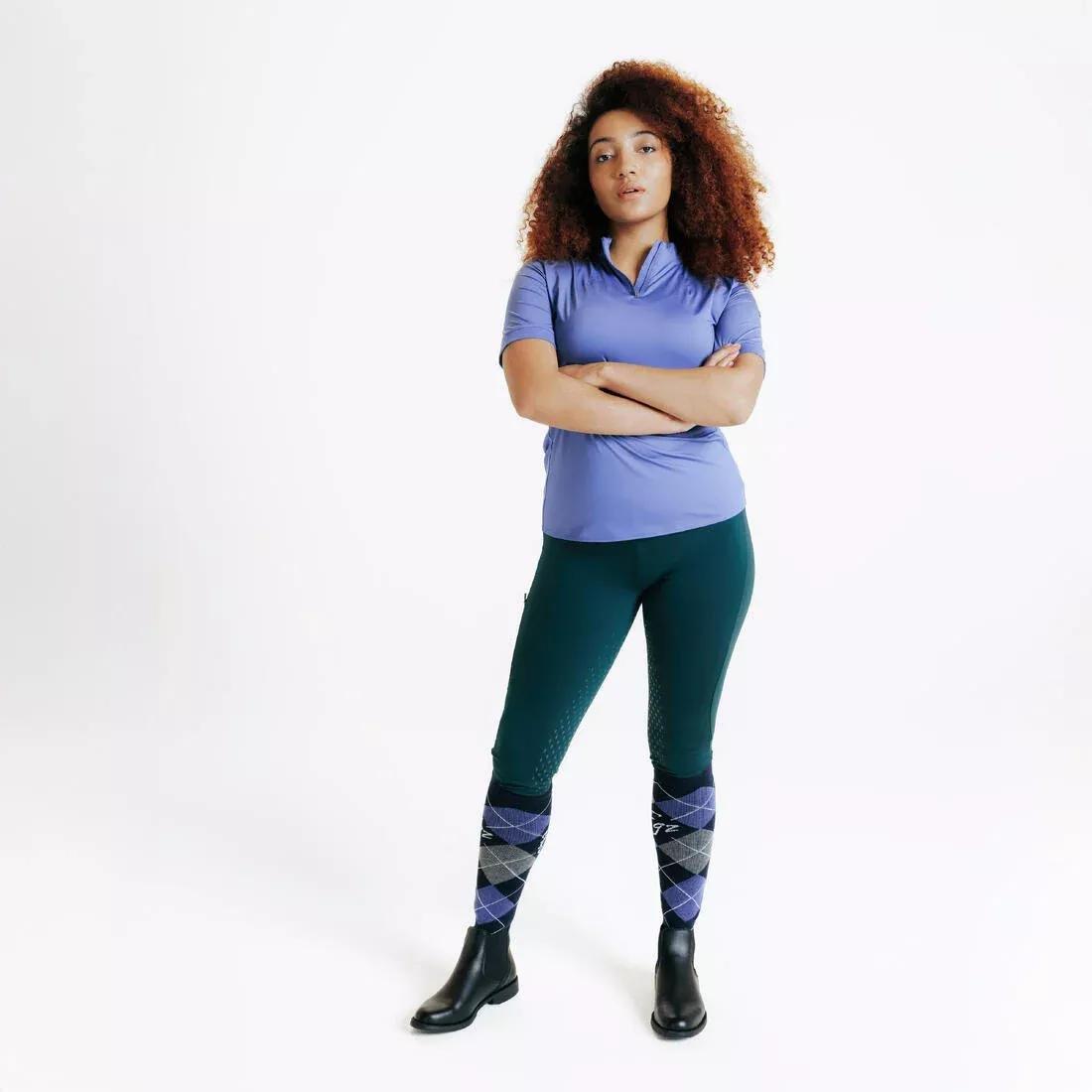 MELEZE GREEN Women's Horse Riding Full Grip Leggings 500, No Color, large image number 8