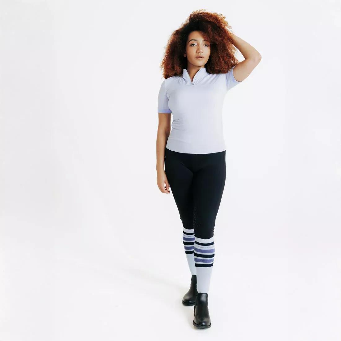 MELEZE GREEN Women's Horse Riding Full Grip Leggings 500, No Color, large image number 12