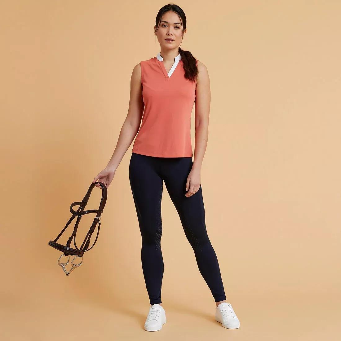 MELEZE GREEN Women's Horse Riding Full Grip Leggings 500, No Color, large image number 13