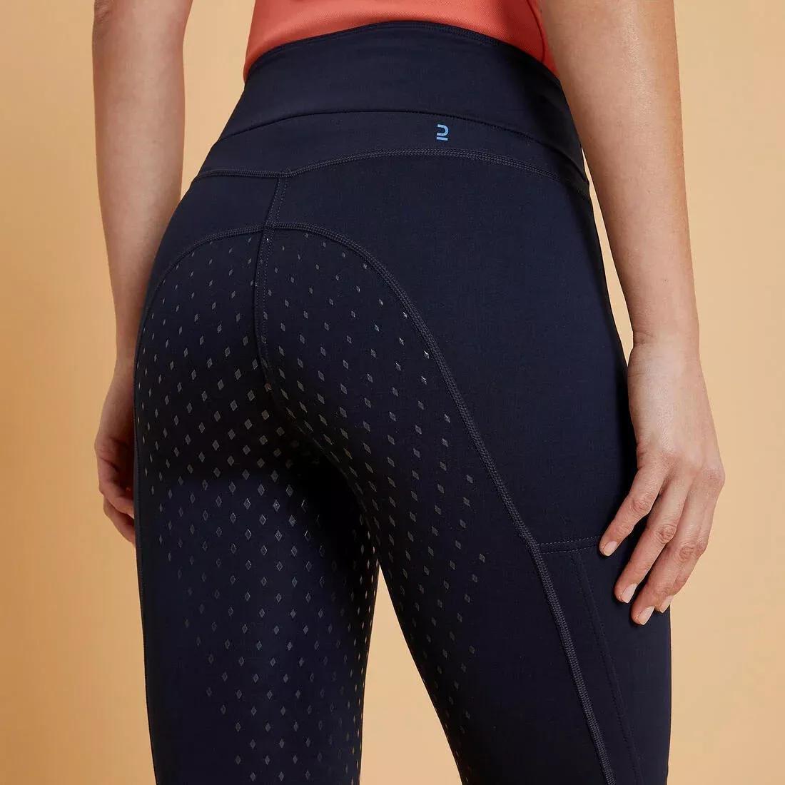 MELEZE GREEN Women's Horse Riding Full Grip Leggings 500, No Color, large image number 14