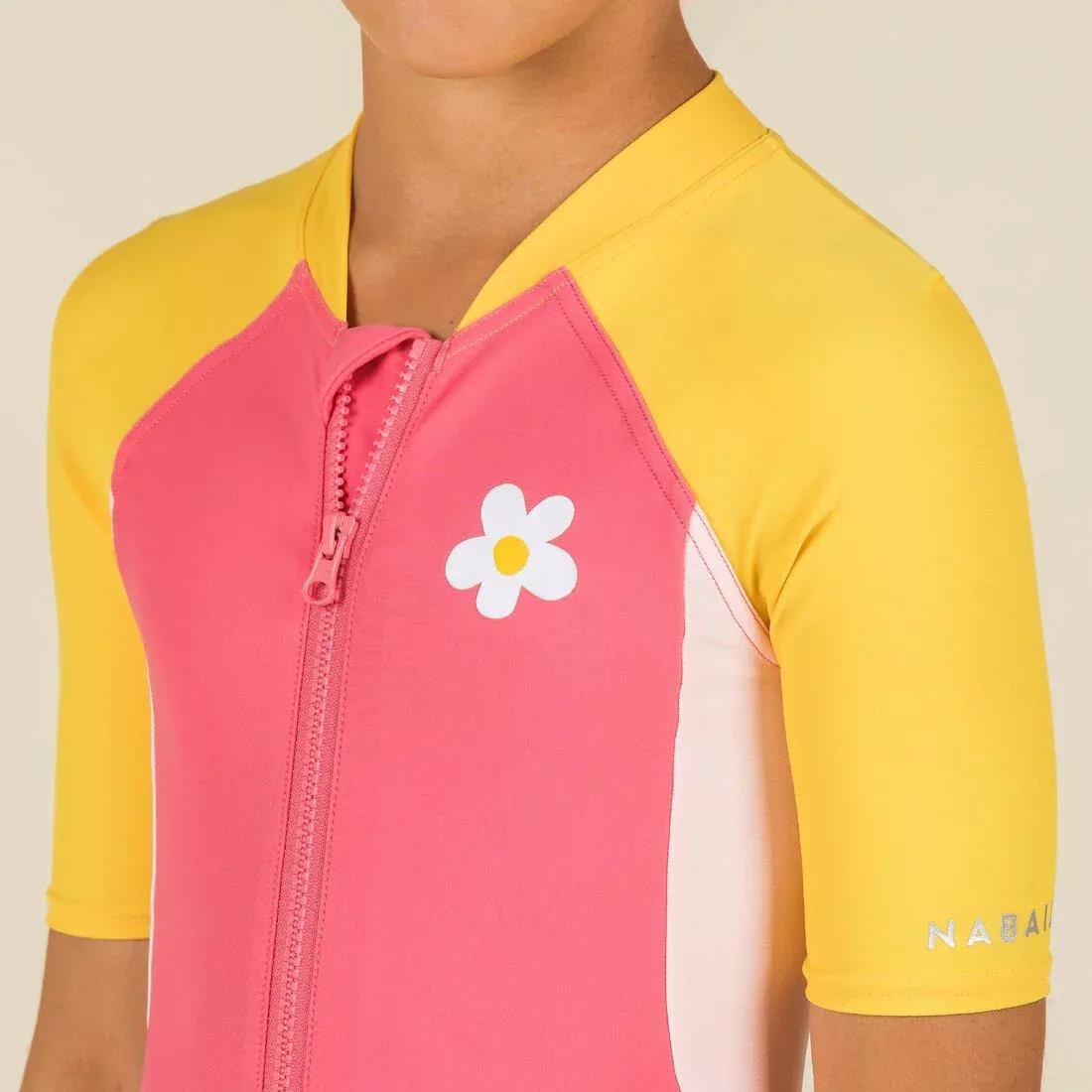 NAVY BLUE Girls' swimming shorty suit 100, No Color, large image number 3