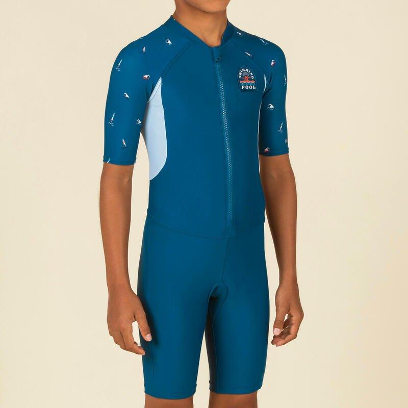 Kids Boys Wetsuit - Shorty 100 Short Sleeve, Navy, , large image number 1