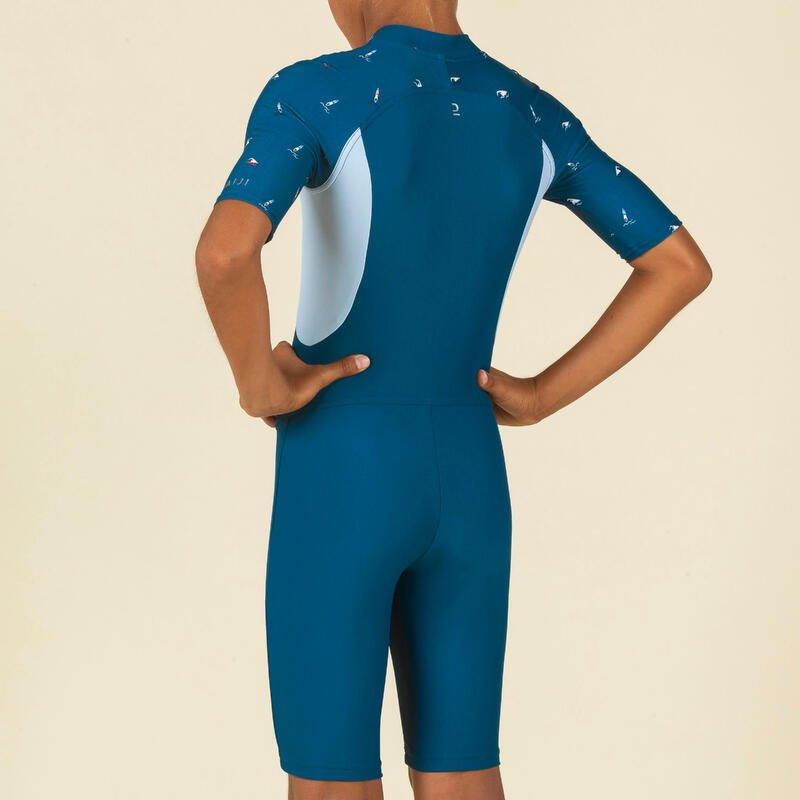 Kids Boys Wetsuit - Shorty 100 Short Sleeve, Navy, , large image number 2