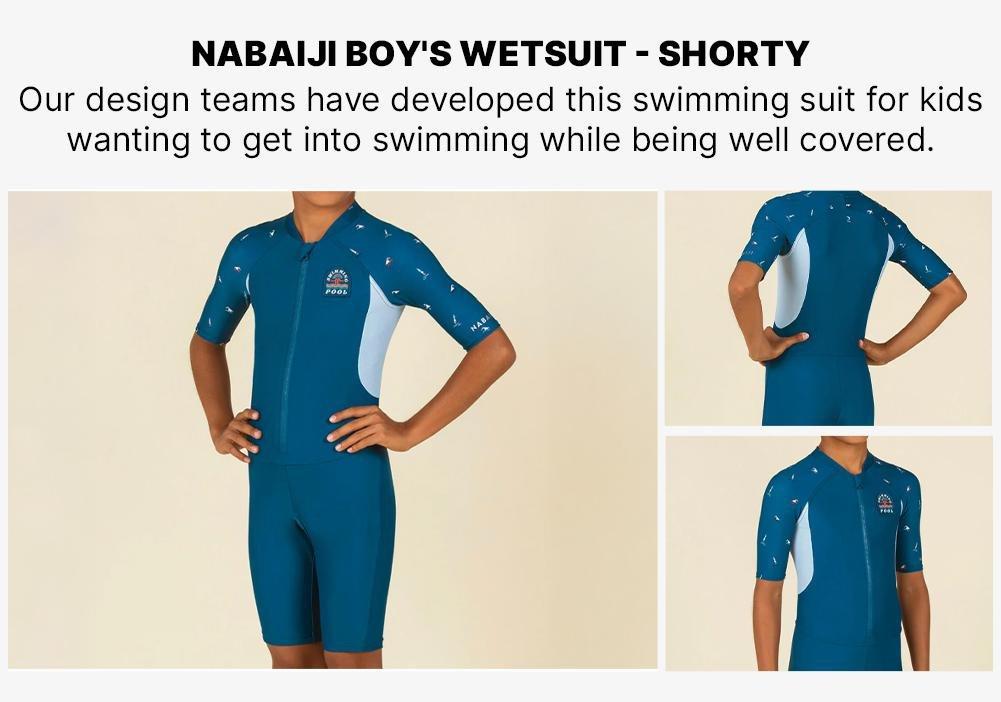 Kids Boys Wetsuit - Shorty 100 Short Sleeve, Navy, , large image number 5