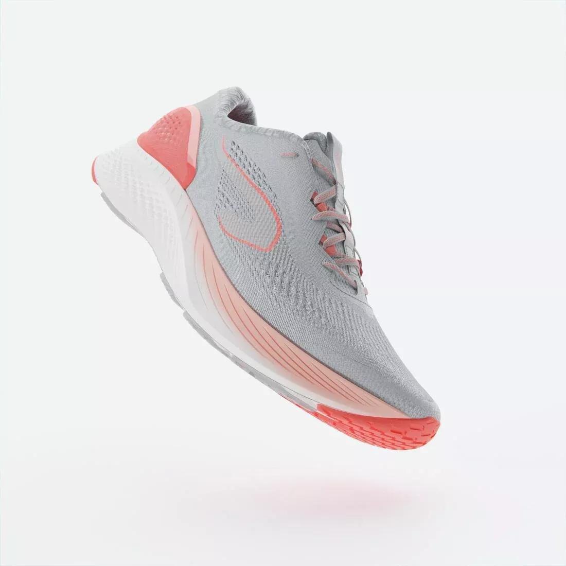 DELICATE BLUE WOMEN'S KIPRUN KS 500 2 RUNNING SHOES - GREY AND CORAL, 5401_000, medium
