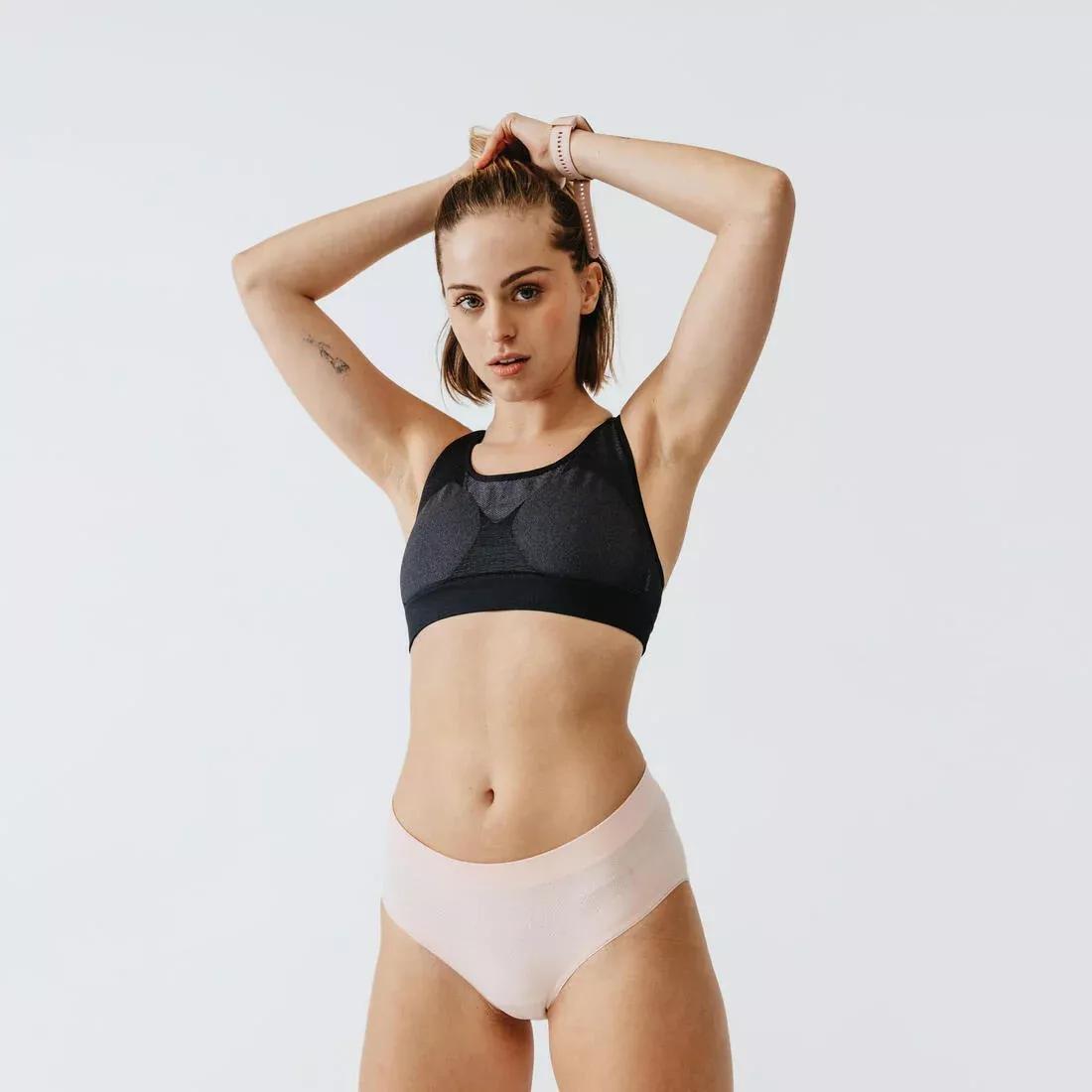 Female Moderate Support Crop Top, Black, No Color, medium