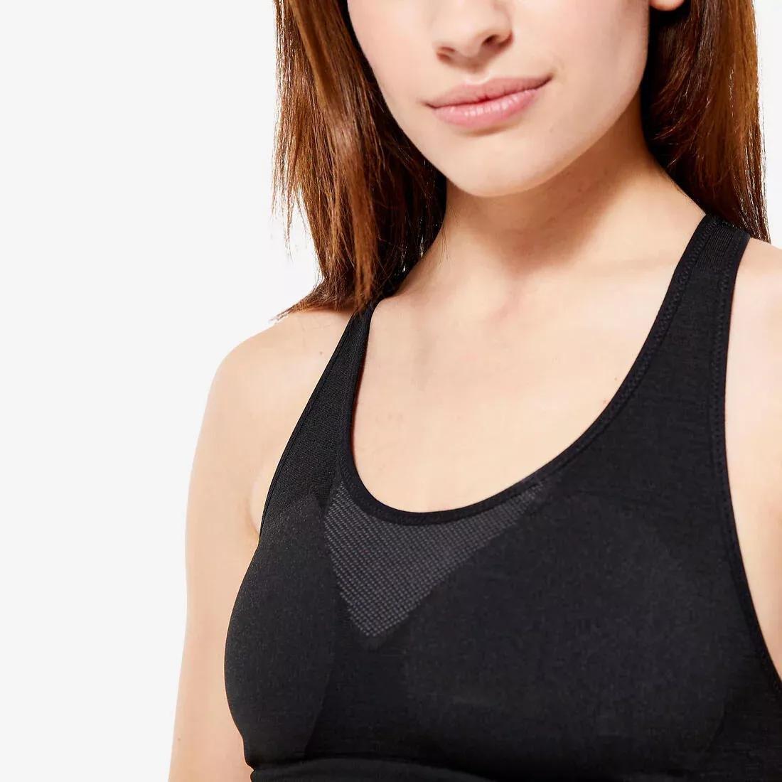 Female Moderate Support Crop Top, Black, No Color, medium