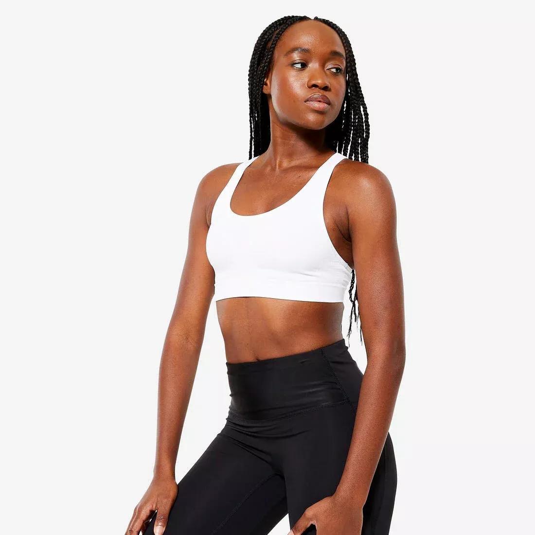 women First Sport Crop Top Moderate Support, White, No Color, medium
