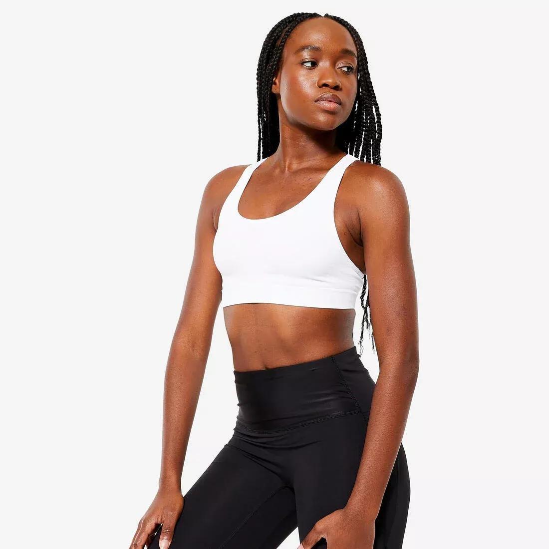 women First Sport Crop Top Moderate Support, White, No Color, medium