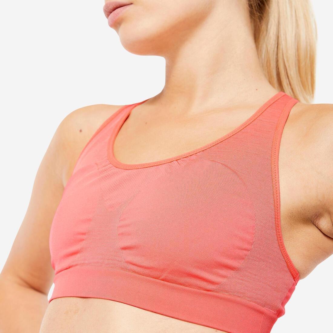 Women Muscle Back Seamless Bra With Medium Support, Coral Pink, , large image number 2