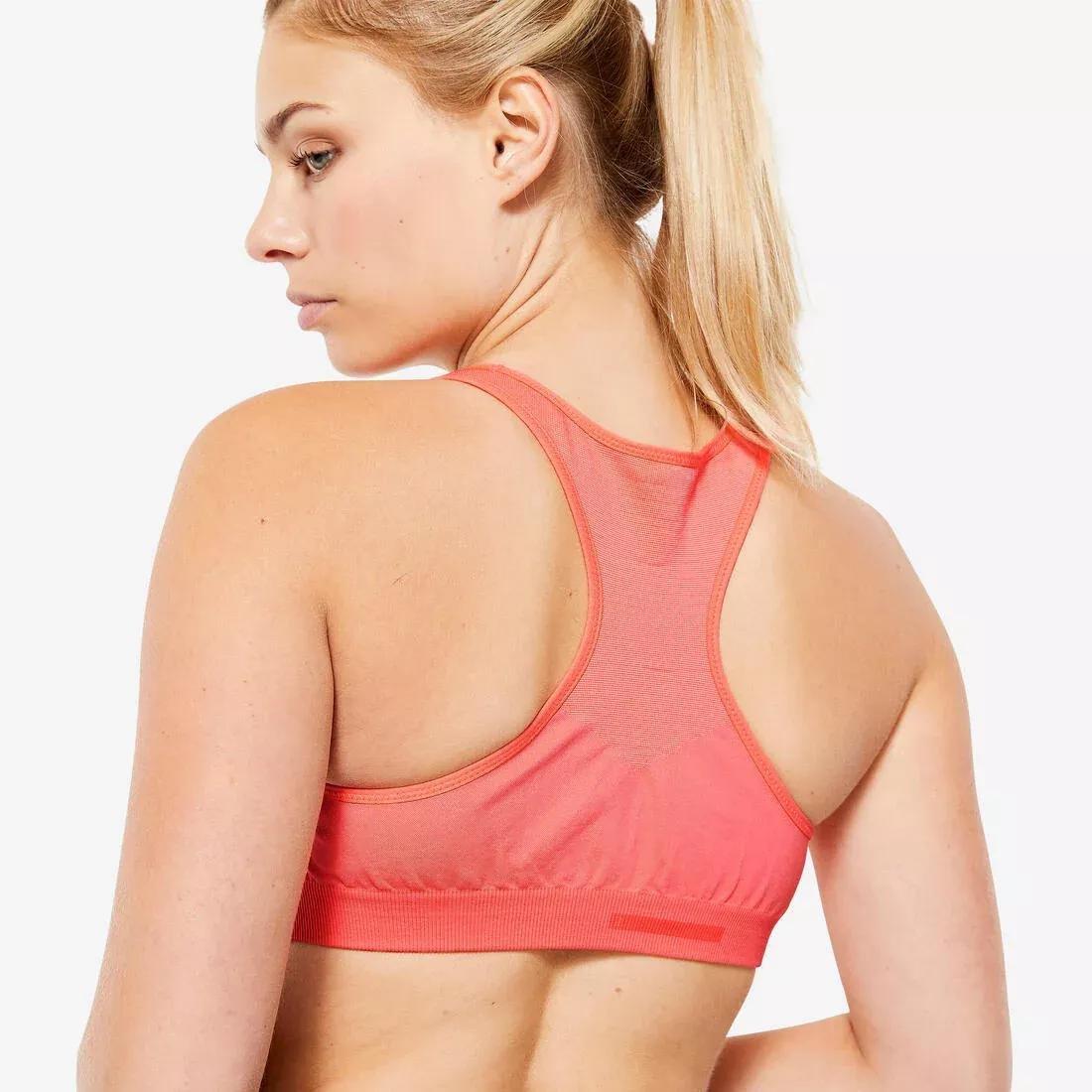 Women Muscle Back Seamless Bra With Medium Support, Coral Pink, , large image number 3