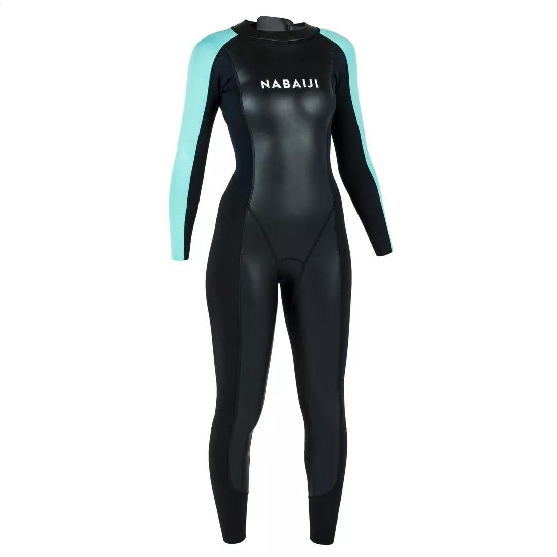 Women Open-Water Swimming Neoprene Wetsuit - OWS 100 2/2, Black, No Color, medium