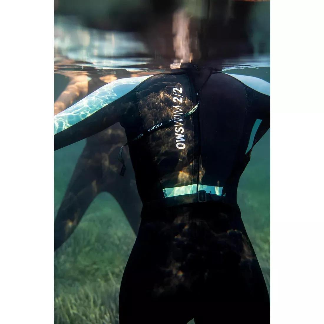 Women Open-Water Swimming Neoprene Wetsuit - OWS 100 2/2, Black, No Color, large image number 4