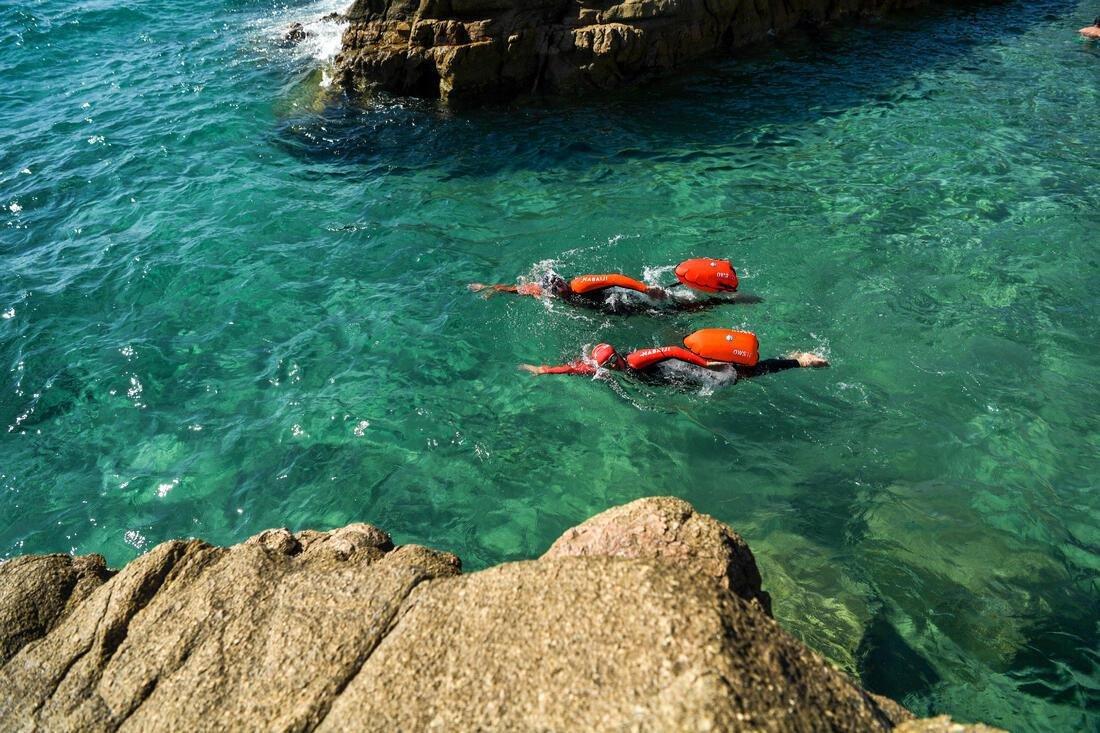 Men open water swimming neoprene wetsuit - OWS 100 2/2, Black/Orange, No Color, large image number 5