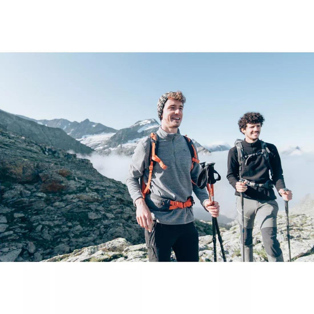 Men mountain hiking fleece Half Zip jacket - MH100, Grey, No Color, large image number 2