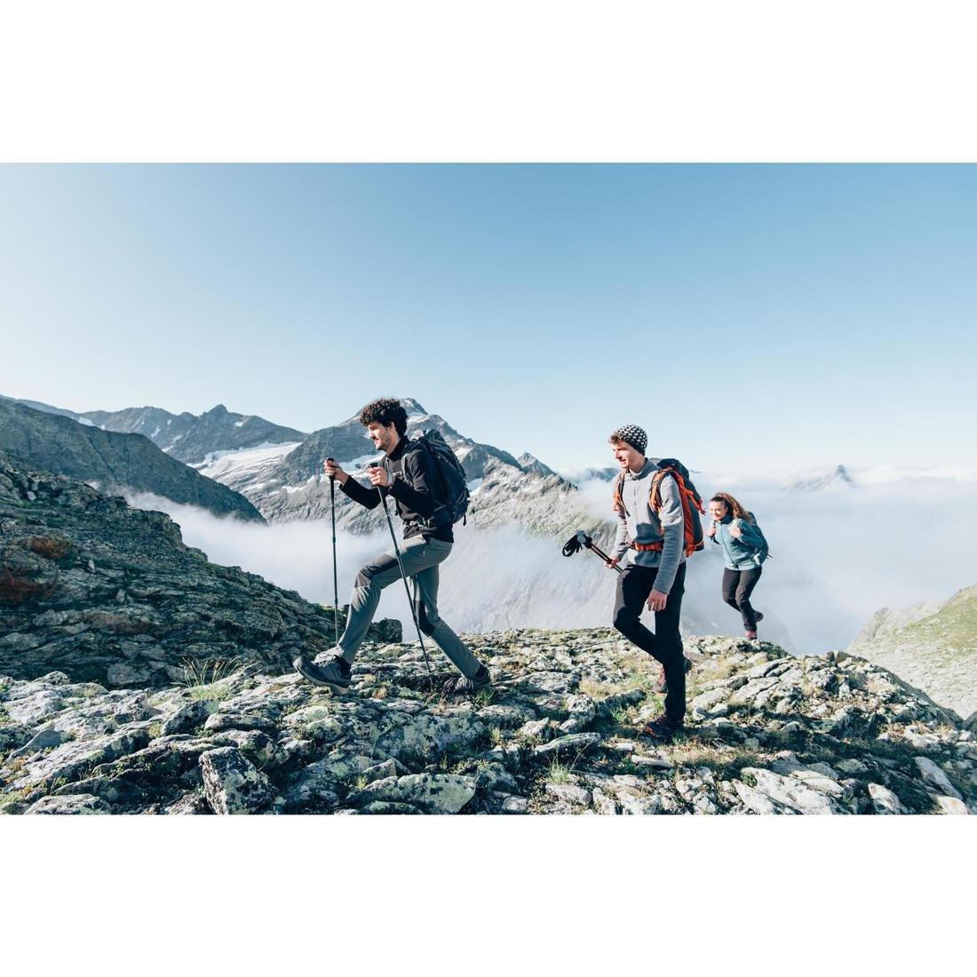 Men mountain hiking fleece Half Zip jacket - MH100, Grey, No Color, large image number 3